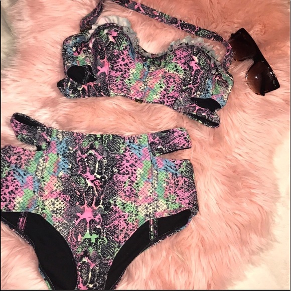 river island snake print bikini